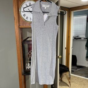 Hippie Rose Gray Collared Midi Dress